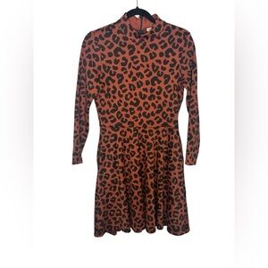 Marine Layer Tyra Mock Neck Cheetah Print Mini Dress Size Medium Mob Wives